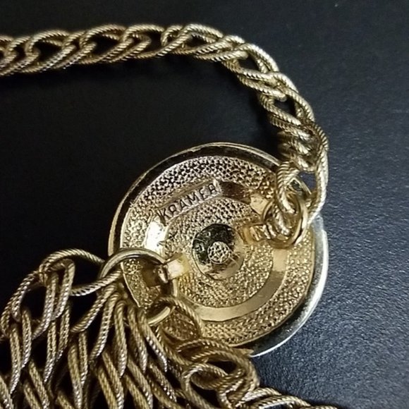 Vintage Kramer Draped Medallion Chain Necklace - Picture 5 of 5